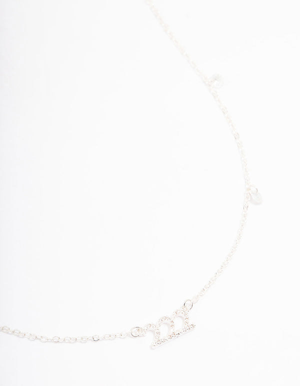 Silver Plated 222 Angel Number Cubic Zirconia Chain Necklace