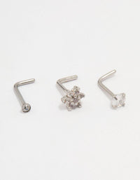 Surgical Steel Flower Nose Stud 3-Pack - link has visual effect only