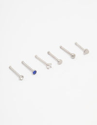 Surgical Steel Heart & Diamante Nose Stud 6-Pack - link has visual effect only