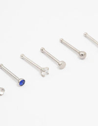 Surgical Steel Heart & Diamante Nose Stud 6-Pack - link has visual effect only