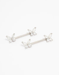 Surgical Steel Butterfly Double Nipple Piercing - link has visual effect only