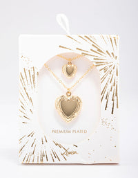 Gold Plated Ornate Heart Pendant Necklace Pack - link has visual effect only