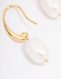 Gold Plated Freshwater Pearl Medium Hook Drop Earrings - link has visual effect only