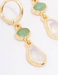 Gold Plated Double Organic Drop Earrings - link has visual effect only