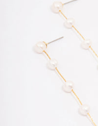 Gold Plated Freshwater Pearl Long Drop Earrings - link has visual effect only