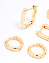 Gold Plated Hexagon Hoop Earring 3-Pack - link has visual effect only