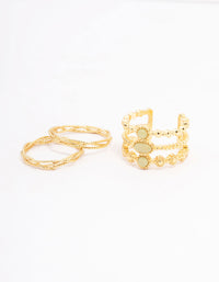 Gold Plated Trio Stone Woven Ring Pack - link has visual effect only