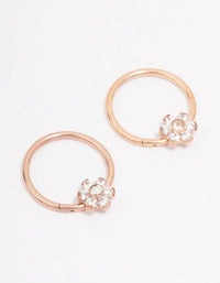 Rose Gold Plated Surgical Steel Small Flower Hoop Earrings - link has visual effect only