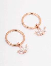 Rose Gold Plated Surgical Steel Cubic Zirconia Trio Marquise Hoop Earrings - link has visual effect only