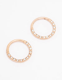 Rose Gold Plated Surgical Steel Pave Hoop Earrings - link has visual effect only