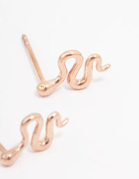 Rose Gold Plated Surgical Steel Polished Snake Stud Earrings - link has visual effect only