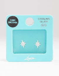 Sterling Silver Cubic Zirconia Mini Star Stud Earrings - link has visual effect only