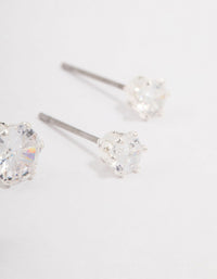 Silver Hexagon Diamante Stud Earring Pack - link has visual effect only