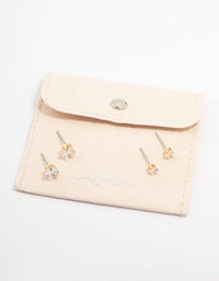 Gold Hexagon Diamante Stud Earring Pack - link has visual effect only