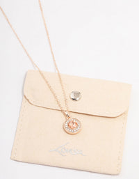 Rose Gold Diamante Halo Pendant Necklace - link has visual effect only