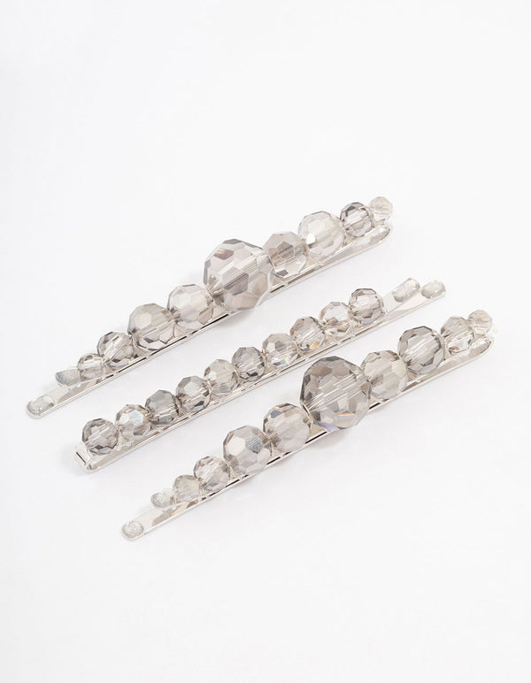 Beaded Facet Hair Clip 3-Pack