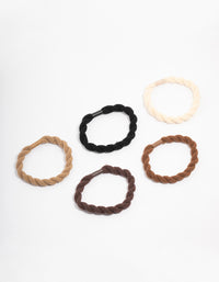 Neutral Fabric Detailed Hair Tie 5-Pack - link has visual effect only