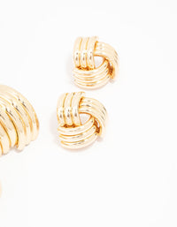 Gold Knotted Hoop Earring Pack - link has visual effect only