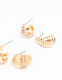 Gold Textured Hoop Earring Pack - link has visual effect only