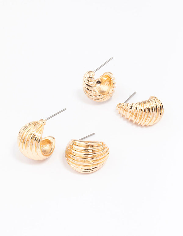 Gold Textured Hoop Earring Pack