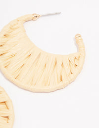 Cream Woven Raffia Crescent Hoop Earrings - link has visual effect only