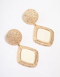 Gold Textured Square Drop Earrings - link has visual effect only