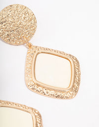 Gold Textured Square Drop Earrings - link has visual effect only