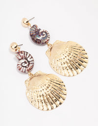 Gold Graduating Shell Drop Earrings - link has visual effect only