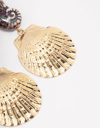 Gold Graduating Shell Drop Earrings - link has visual effect only