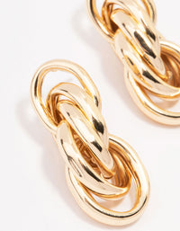 Gold Link Cluster Drop Earrings - link has visual effect only