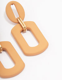 Orange Mini Ribbed Interlock Link Drop Earrings - link has visual effect only