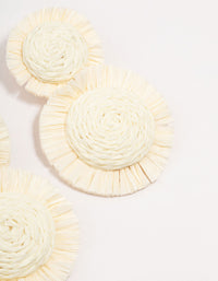 White Raffia Round Graduating Drop Earrings - link has visual effect only