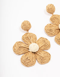 Neutral Raffia Flower Drop Earrings - link has visual effect only