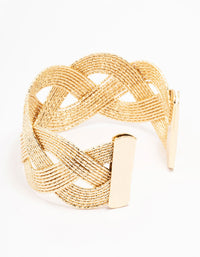 Gold Textured Woven Wrist Cuff - link has visual effect only