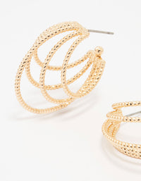 Gold Textured Small Layered Hoop Earrings - link has visual effect only