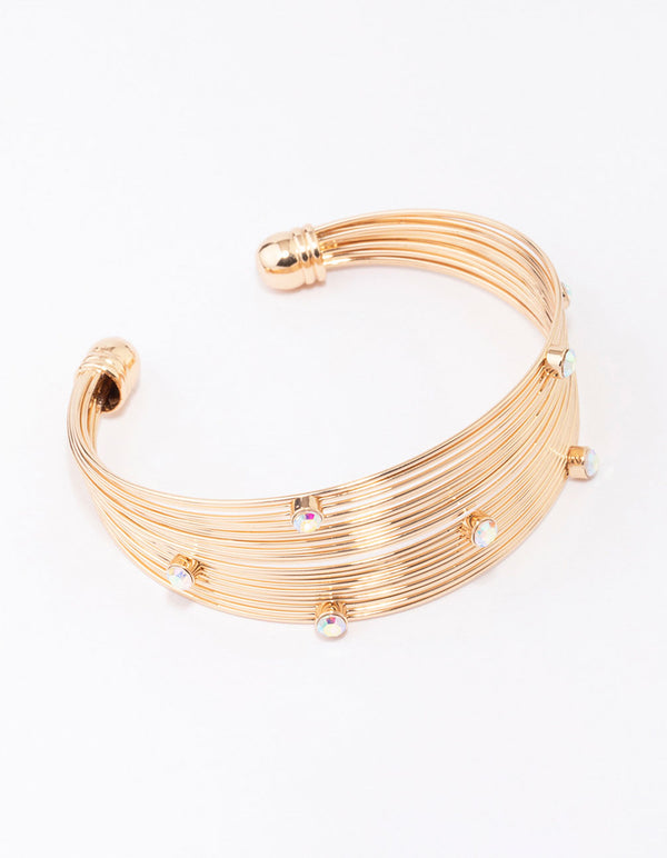 Gold Diamante Sprinkle Wrist Cuff