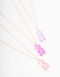 Rose Gold Gummy Bear Pendant Necklace 3-Pack - link has visual effect only