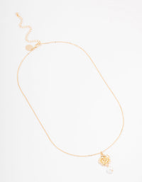 Gold Rose Pearl Pendant Necklace - link has visual effect only