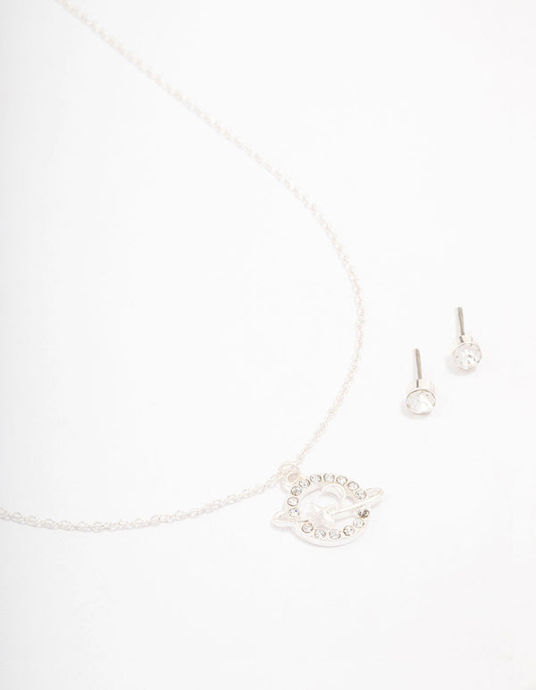 Silver Planet Diamante Jewellery Set