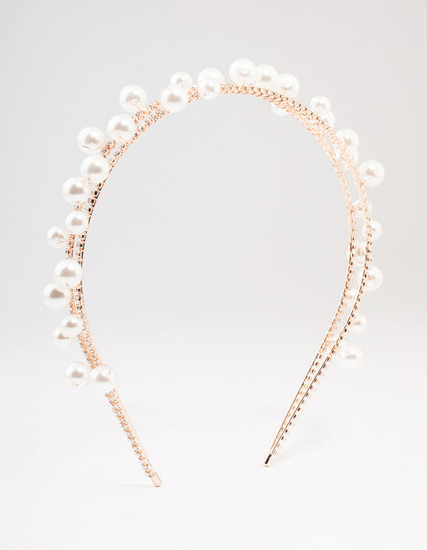 Rose Gold Scattered Pearl Headband