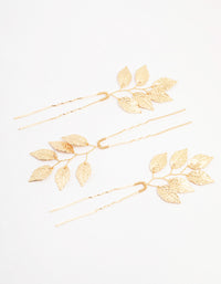 Gold Metal Leaf Hair Pin 3-Pack - link has visual effect only