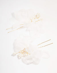 Gold Pearl & Flower Hair Pin Pack - link has visual effect only