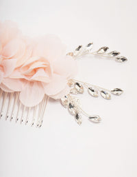 Silver Flower Crystal Leaf Hair Comb - link has visual effect only