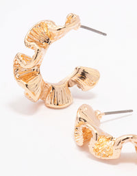 Gold Hammered Wave Hoop Earrings - link has visual effect only