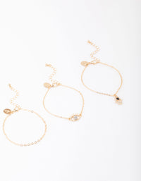 Gold Evil Eye Bracelet 3-Pack - link has visual effect only