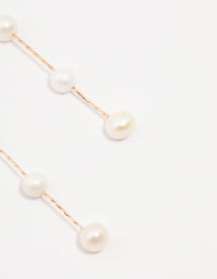 Rose Gold Plated Freshwater Pearl Long Drop Earrings - link has visual effect only