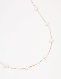 Rose Gold Plated Freshwater Pearl Dotted Fine Necklace - link has visual effect only