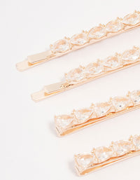 Rose Gold Pear Crystal Hair Clip 4-Pack - link has visual effect only