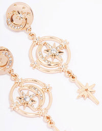 Gold Diamante Celestial Moon Drop Earrings - link has visual effect only