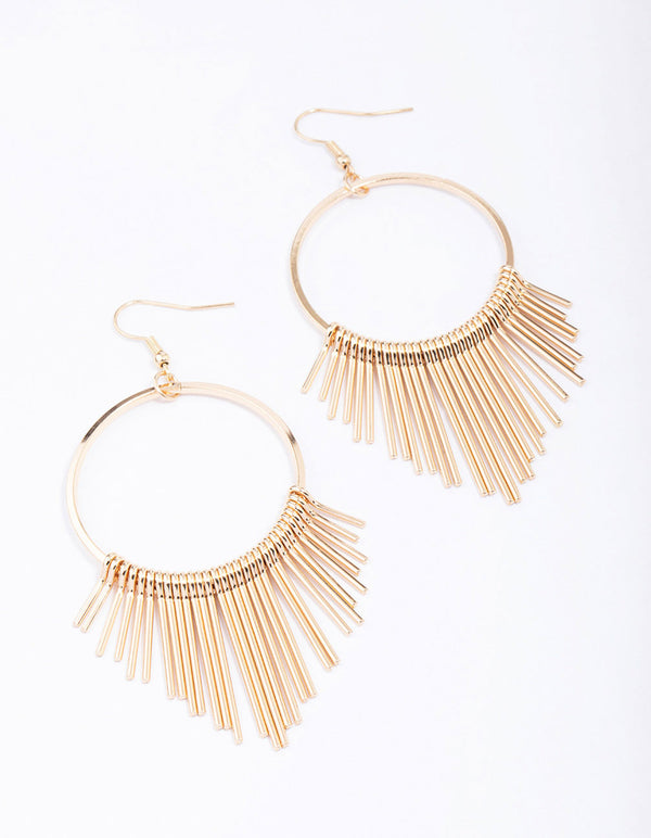 Gold Circle Waterfall Drop Earrings